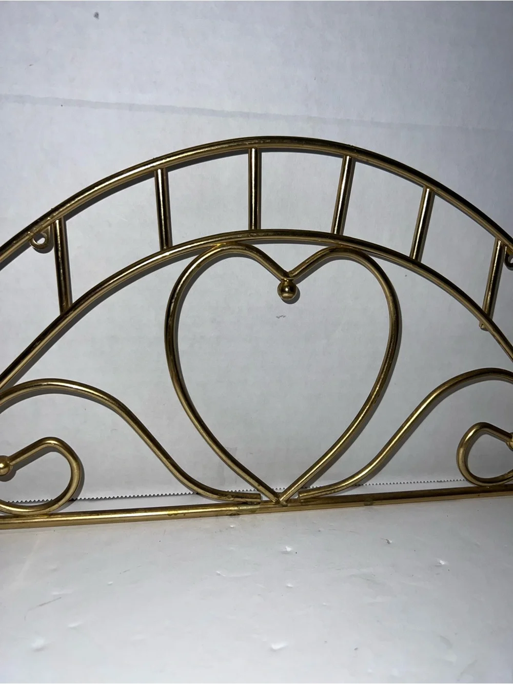 Vintage Gold Metal Heart Wall Shelf Brass Cottagecore